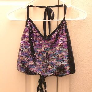 PURPLE SPARKLY SEQUIN TOP